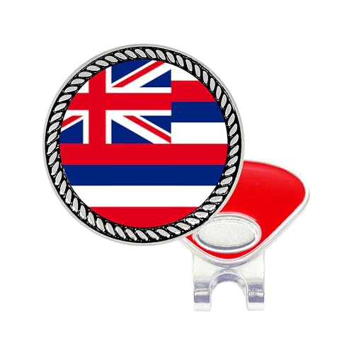 NAVIKA Hawaii State Flag Golf Ball Marker Classy Silver