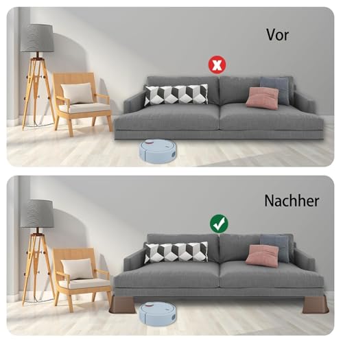 Elevador de muebles de 7 cm y soporte resistente para camas y sofás en color marrón 7