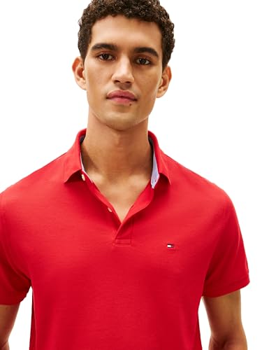Image of Tommy Hilfiger Men's Short Sleeve Moisture Wicking Stretch Polo Shirt With Quick Dry + Uv Protection