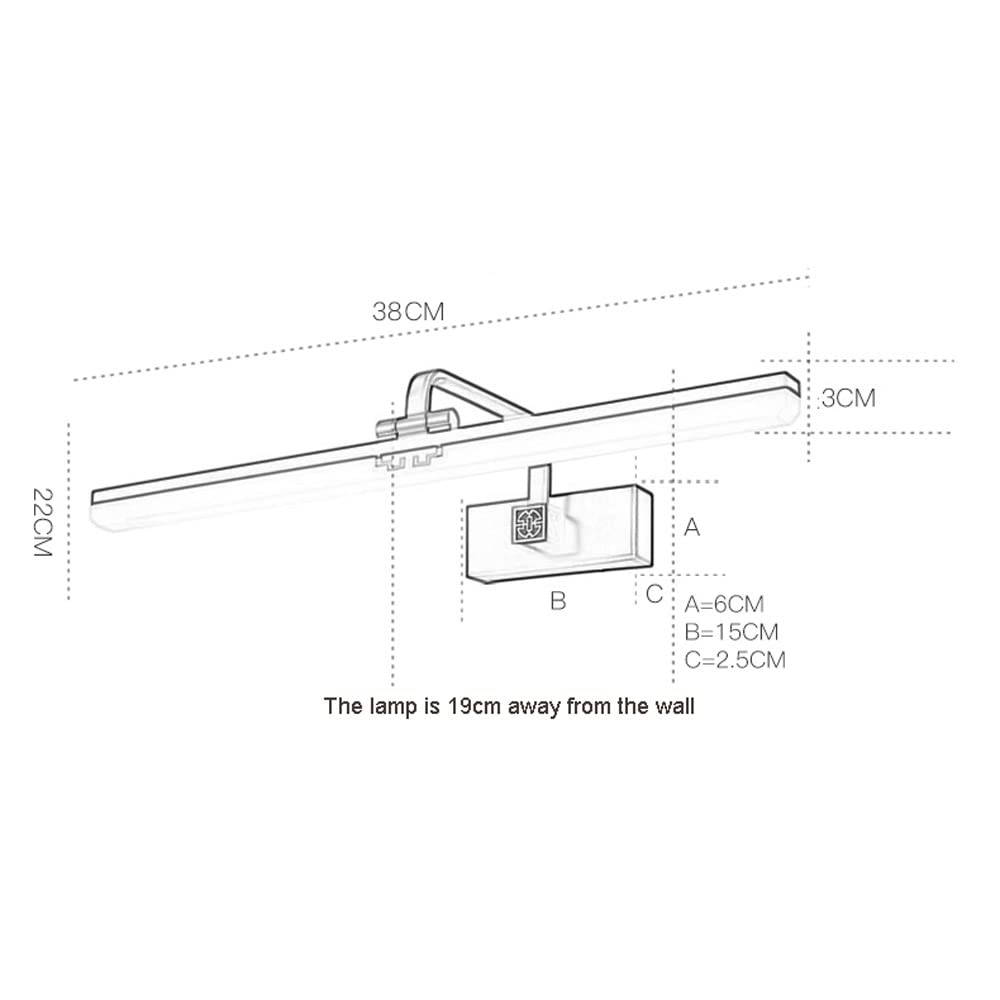 Applique da Parete Luce per Specchio Luce per toeletta a LED Lampada Frontale per Specchio Regolabile lampade lineari per Specchio da Bagno lampade per,Rame-38cm