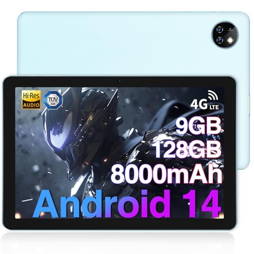DOOGEE T10W Android Tablet 10 Zoll, Android 14 Quad Core Tablet, 9GB RAM+128GB ROM/TF 1TB, HD Touchscreen, Tablet mit 8000 mAh, Widevine L1 | OTG | GPS | BT 5.0 | Dual-SIM | WiFi-6 | 2MP+5MP