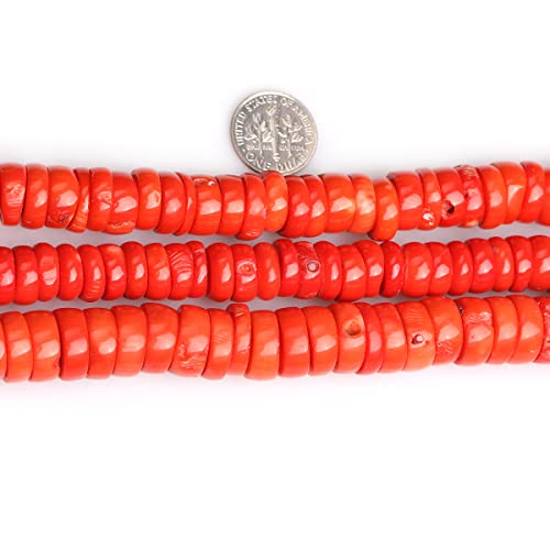 Gem-Inside Perles colonnes de corail orange de 6 x 12 mm pour fabrication de bijoux - Fil de 38,1 cm