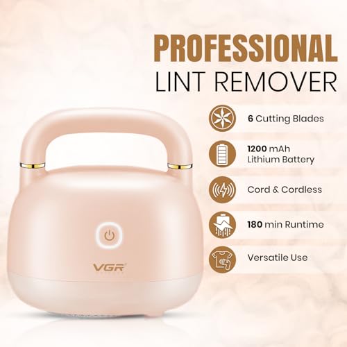 Image of VGR V-818 Professional Lint Remover for Clothes, 6-Blade Fabric Fuzz Shaver with 180 Min Runtime, 2 Speed Settings, High-Speed Motor, USB Type-C Rechargeable, Portable Lint Cleaner, Sage Green