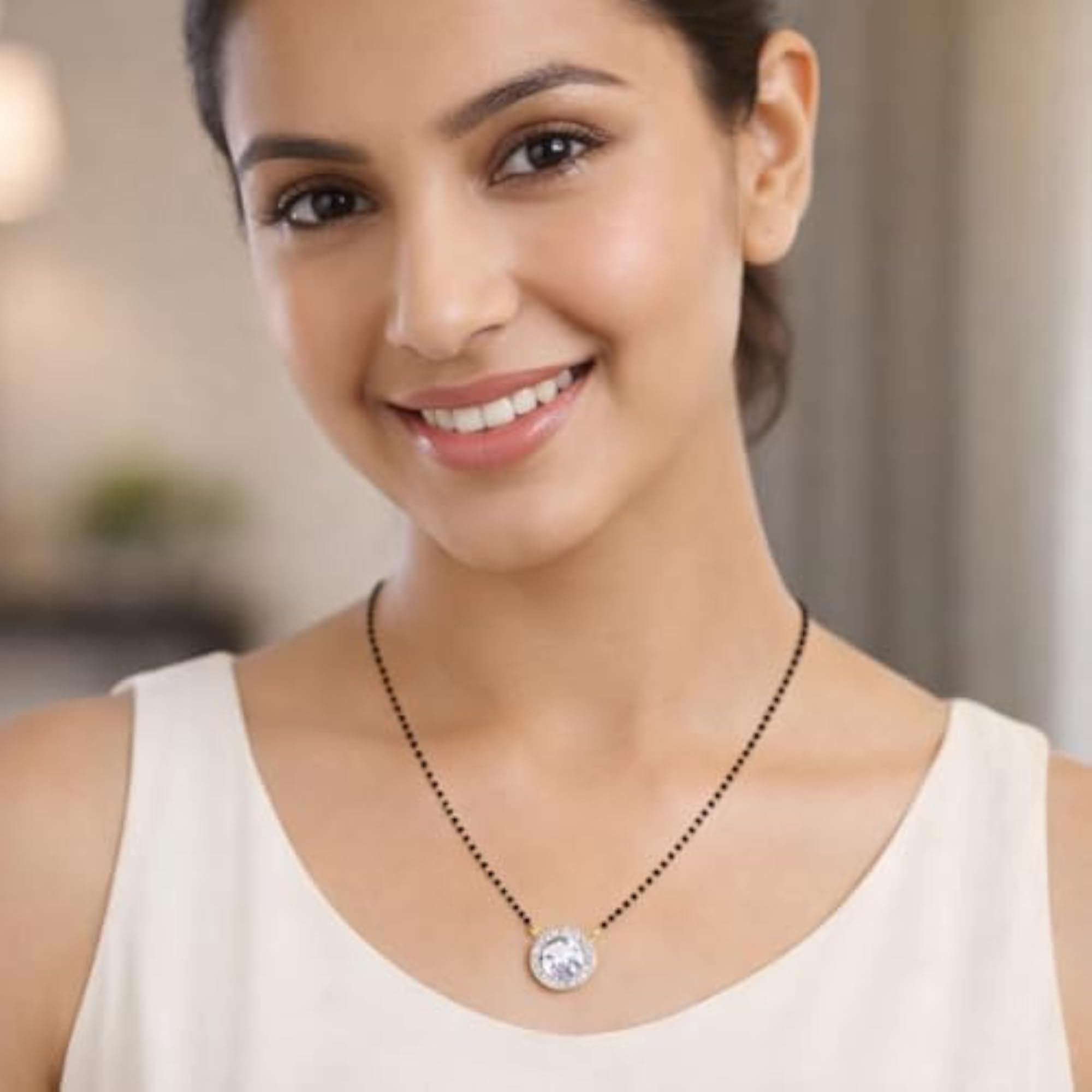 Gold Plated Mangalsutra with CZ Diamond Pendant