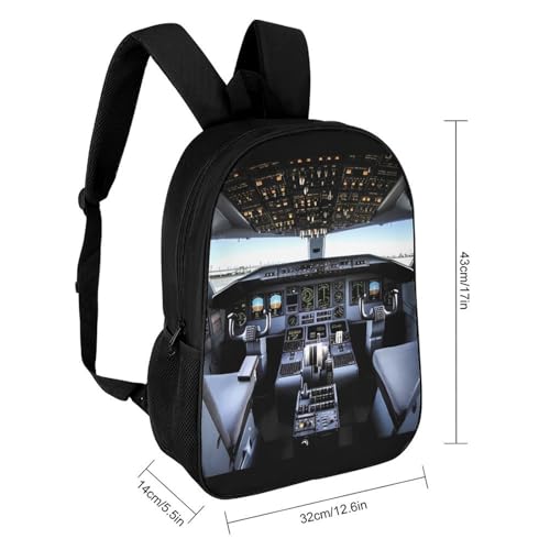 Airplane Cockpit Backpack 17 Inch Laptop Backpack Water Resistant Bookbag Large Capacity Travel Bag2
