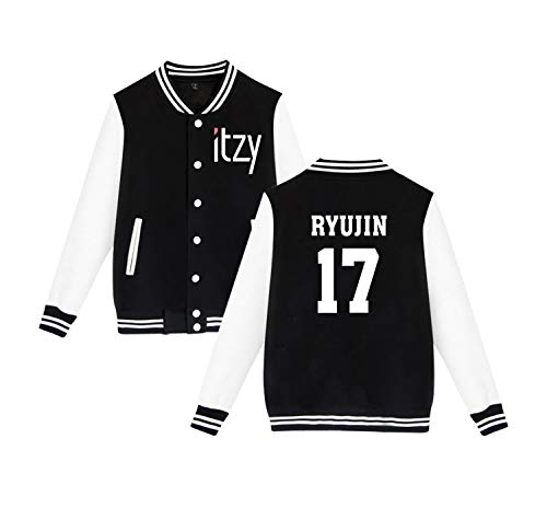 Xkpopfans Kpop ITZY Hoodie Sweater It's me Baseball Jersey Lia YeJi RyuJin Yuna Jacket Coats XL Black Ryujin