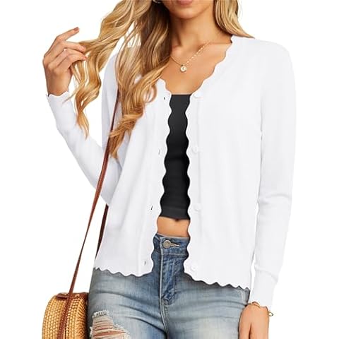 GRECERELLE Women's Elegant White Cardigan Cover