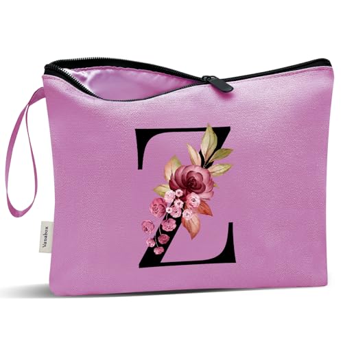 Image of Vavabox A-Z Personalized Makeup Bag, Birthday Gifts for Women Mom, Gifts for Best Friend, Bride Bridesmaid Cosmetic bag (Z, 07-Purple)