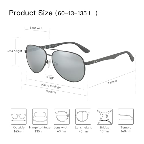 Image of ZENOTTIC Polarized Aviator Sunglasses for Men Carbon Fiber Temple Pilot Sun Glasses with Mirrored Lens UV Protection