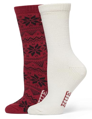 Image of HUE womens Crew Length Boot Socks, 2 Pair Pack