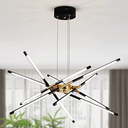 Jughtbo Modern Chandelier with 12Lights,Sputnik Chandelier Adjustable Chain,Black and Gold Chandeliers,Pendant Lighting for Kitchen Island,Chandeliers for Dining Room Bedroom Living Room Jughtbo Modern Chandelier with 12Lights,Sputnik Chandelier Adjustable Chain,Black and Gold Chandeliers,Pendant Lighting for Kitchen Island,Chandeliers for Dining Room Bedroom Living Room