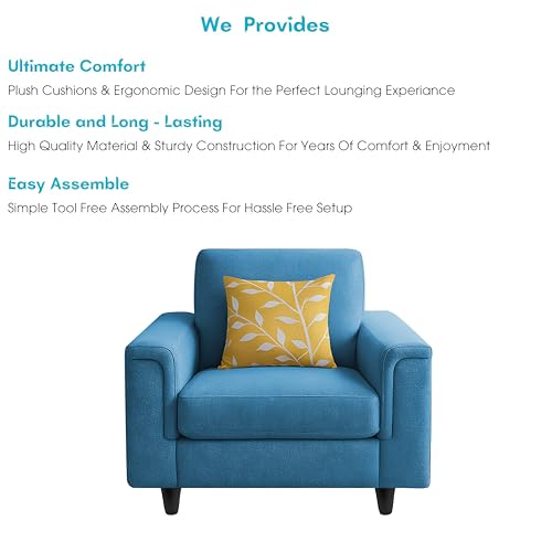 Image of Casaliving Nancy Single Seater Sofa Set for Living Room (Aqua Blue)