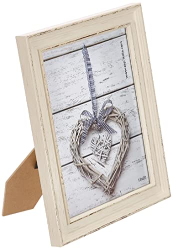Zep U368W Cadre Photo Bois 15x20 cm Resia Résine, Verre Blanc 25x20x2, 2 cm Cover