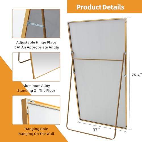 Image of LFT HUIMEI2Y 76.4 inchx37 inch Full Length Mirror, Gold Floor Mirror