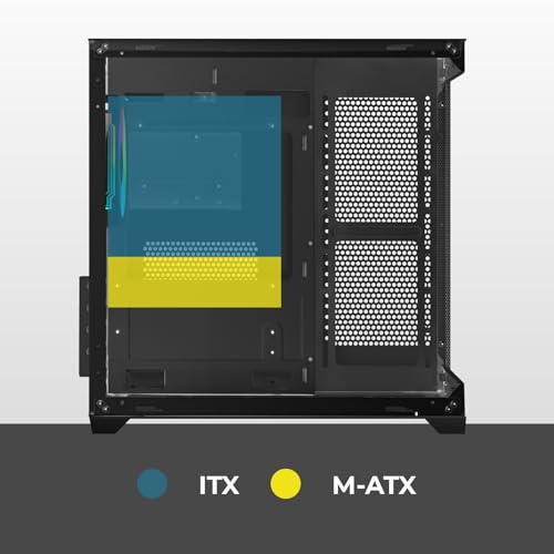 Gabinete Preto Mini Torre para PC Gaming Noua Vision ZK100 Micro ATX con Panel Frontal y Lateral de Vidrio Templado, Ventiladores ARGB y USB 3.0 miniatura 5