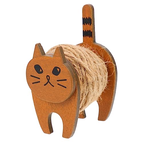 Homoyoyo Cute Cat Decor: Wooden Thread Reel for Organizing Cables Kitten Harness Holder Multi-Function Cord Organizer