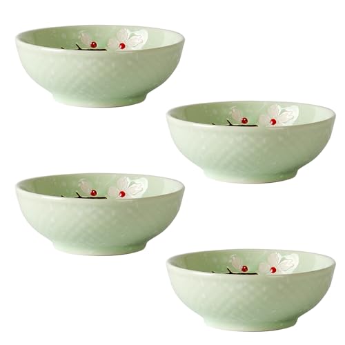 Dowbom Piatto per salsa di soia, ciotole per salse in stile giapponese, set di ciotole per contorni, piccole ciotole per immersione, ciotole in ceramica (verde, 4 pezzi)