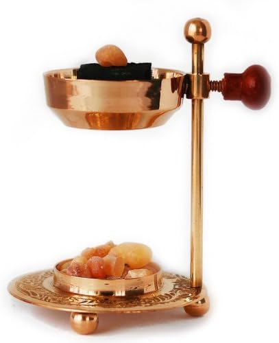 Kyphishop Handmade Adjustable Brass/Gold Incense and Frankincense Resin Burner/Censer holder for Charcoal and Candles. Ideal Use with Frankincense, Copal, Dragons Blood, Myrrh and various resins