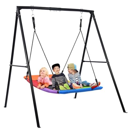 Trekassy Swing Sets for Backyard, 440lbs Heavy Duty A-Frame Metal Stand with 60" Large Platform Swing for Outdoor Playground Park（Patented）