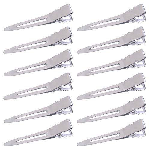 1.75 Inches Single Prong Curl Clips Silver Section Metal Alligator Clips Hair Pins Clips for Hair Extensions (100Pcs)