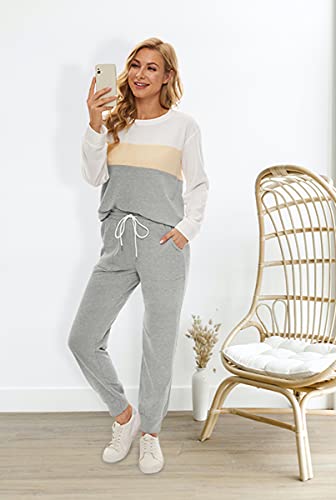 Image of Fengbay Two Piece Outfits for women Long Sleeve Crewneck Pullover Tops And Pants Sweatsuits Lounge Set with Pockets 2026