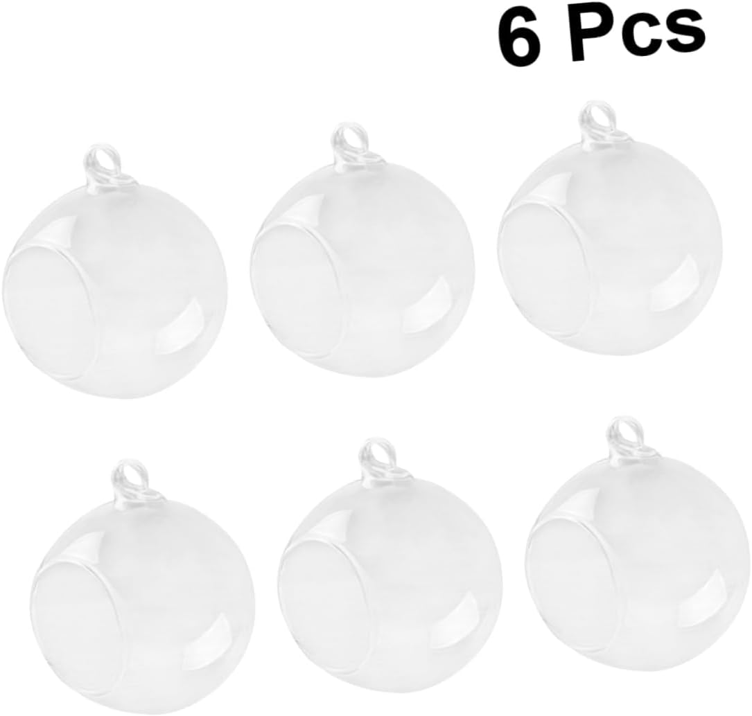 6pcs Hanging Glass Vases Flat Base for Succulent Plants Terrarium and DIY Wedding Decor for Home and Landscape Decoration