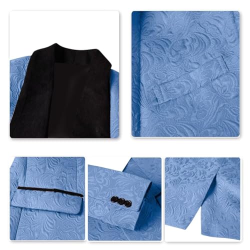 Men's 3 Pieces Jacquard Suit Elegant Solid One Button Slim Fit Single Breasted Homecoming Party Blazer Vest Pants Set4