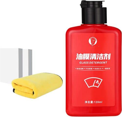Lcmei 120ml Glass Oil Film Cleaner with Sponge and Towel