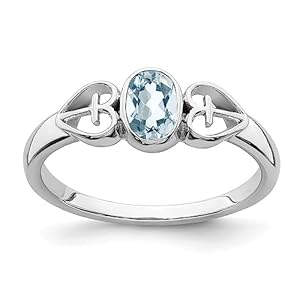 Sterling Silver Rhodium-plated Aquamarine Ring