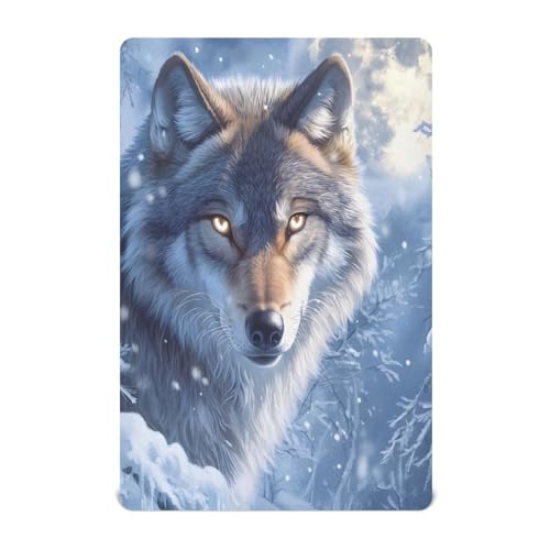 Wolf Moon Snow - Sábanas elásticas y portátiles para cuna de bebé y niño, transpirable, suave, para niñas y niños