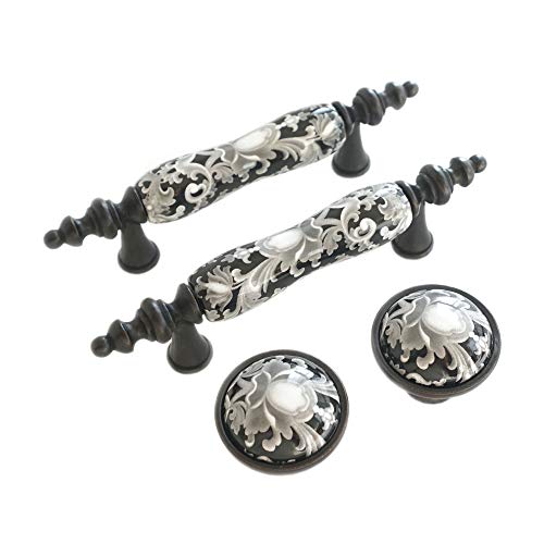 Lbfeel Ceramic Drawer Pulls Handle Black White Dresser Knob For Kitchen Cabinet Knob 4Pack 3.0" Centers Door Furniture Hardware 76Mm (3" Hole Centers, 4 Pack) #TOP3