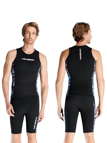 WYYHAA 2MM Neoprene Sleeveless Wetsuit for Men, Women, Split Body Diving Vest and Shorts for Surfing Swimming Drifting Canoeing Water Sports,Men,XXL