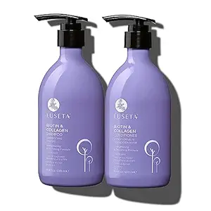 Luseta Biotin Shampoo and Conditioner for Hair - Thickening Shampoo for Thinning Hair- Infused with Argan Oil to Damaged Dry Hair - Sulfate Free Paraben Free-2 x 16.9 fl oz