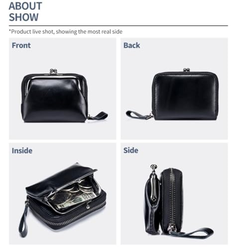 Genuine Leather Small Wallet for Women 9 Card Slots Kiss Lock Coin Pocket Kiss Clasp Mini Purse4