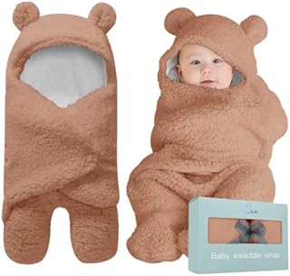 BlueMello Baby Swaddle Blanket | Ultra-Soft Plush Essential for Infants 0-6 Months | Receiving Swaddling Wrap Brown | Ideal Newborn Registry and Toddler Boy Accessories | Perfect Baby Girl Shower Gift