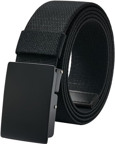 LionVII Casual Mens Belt, Elastic Work Belt with Metal Buckle Adjustable Web Waist Strap, Easy Trim to Fit 28-49