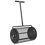 Outsunny Spandiconcime da 75L con Manico Regolabile a T, Nero