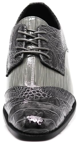 Image of STW Men's Alligator Crocodile Print Oxfords Fashion Lace Up Dress Shoes