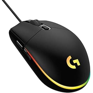 Logitech G203 LIGHTSYNC Wired Gaming Mouse, 8,000 DPI, Rainbow Optical Effect RGB, 6 Programmable Buttons, On-Board Memory, PC/Mac Computer, Laptop Compatible – Black (Renewed)