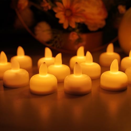 Image of 48pcs Warm White Flameless Waterproof LED Floating Tealights Candles for Aquatic Ambiance - Wedding, Party, Spa