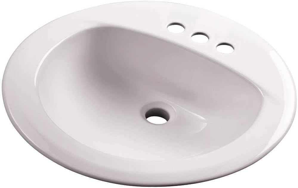 Gerber Plumbing 12-884-CH Gerber Maxwell, 19 In. Round, 4 In. Center To Center Drop-In Lavatory Sink, White - 285388