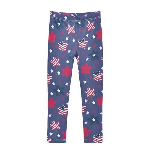 Star Balloons Stripes Girls Leggings,Workout Leggings for Girls Toddler Athletic Leggings Size for 3-10T