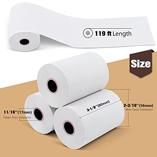 TK Thermal King, (50 Rolls) 3 1/8" x 119' Thermal Paper, POS Receipt Paper for Retail Business Cash Register, Fits Most Credit Card Terminal - Thumbnail 3