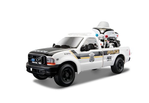 Maisto 1:24 Scale 1999 Police Ford F350 and Harley Davidson 2004 FLHTPI Electra Glide Diecast Vehicles (Styles May Vary)