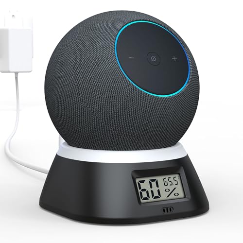 PlusAcc Stand for Dot 5th Gen & Dot Max & Nest Mini with Temperature Humidity Display Digital Hygrometer Indoor Thermometer Gauge Monitor for Bedrooms Office (Black)