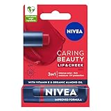 NIVEA Caring Beauty Rossetto curativo 3 in 1, rosso, 4,8 g