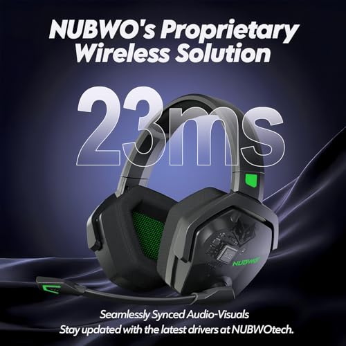 NUBWO G06 Dual Wireless Gaming Headset with Microphone for PS5, PS4, PC - 23ms Low Latency Audio - 100-Hour of Playtime - 50mm Drivers (Black-Green) by NUBWO - Image 3