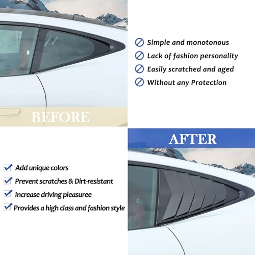 Daeiclru Rear Side Window Louver Cover Fit for Jaguar F-Type 2013-2024, Rear Window Shutters Trim Cover, Air Vent Scoop Shades Cover (Glossy Black) by Daeiclru - Image 2