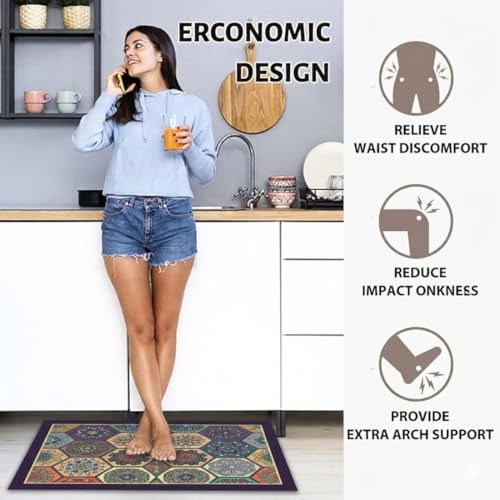 Image of Kitchen Anti Slip Mat for Floor, Waterproof Washable Kitchen Mats, Non Slip Kitchen Floor Mats for Home, Soft Mats for Kitchen, Kitchen Mats for Floor Anti Slip (HEXAGONE MAT)