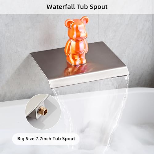 Shower Faucet Set with Tub Spout, Brushed Nickel Rainfall Shower System Complete Wall Mounted for Bathroom with 10 Inch Square Shower Head and Handheld Shower Head Rain Mixer Combo Set - Image 5